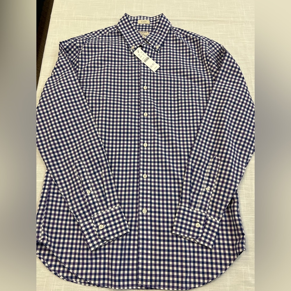 NWT J. Crew Men's Plaid Button Down--Purple, Navy, White
